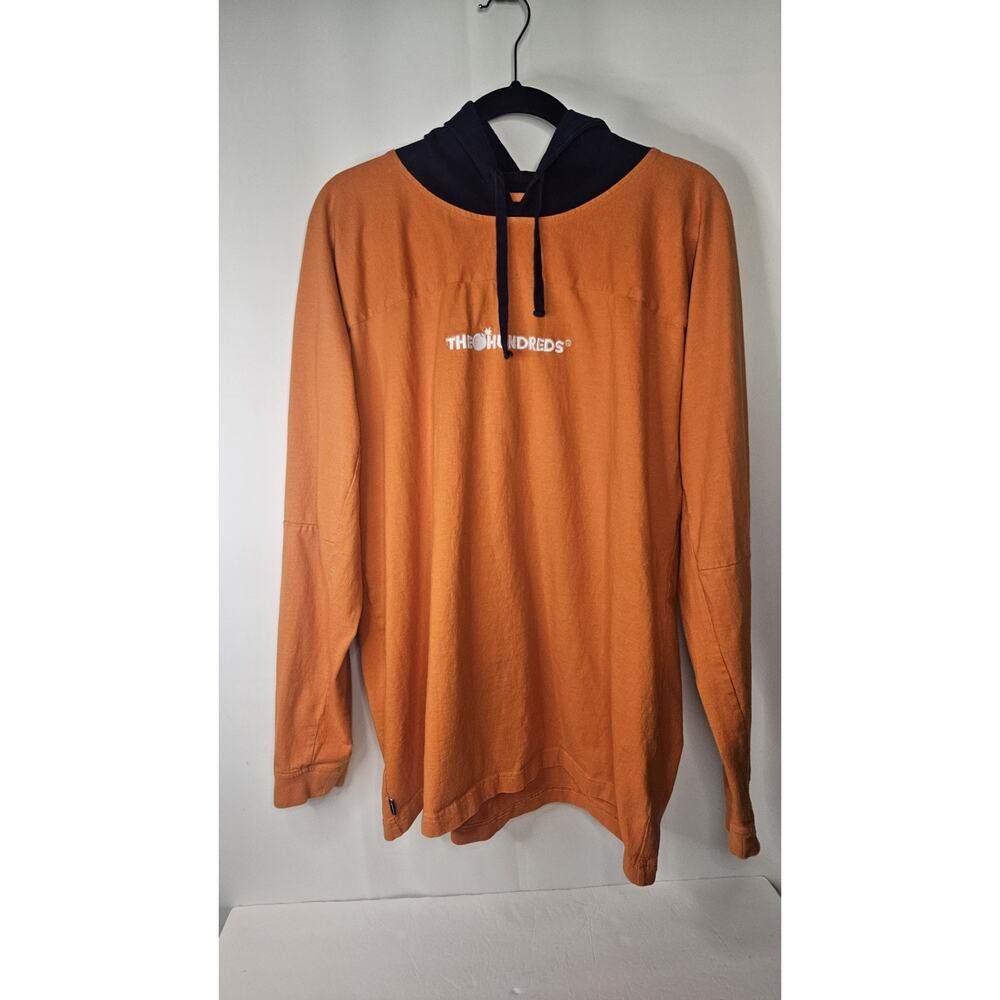 The Hundreds Men’s Puff Print Orange Pullover LW Hoodie Sweatshirt Y2k Size XL